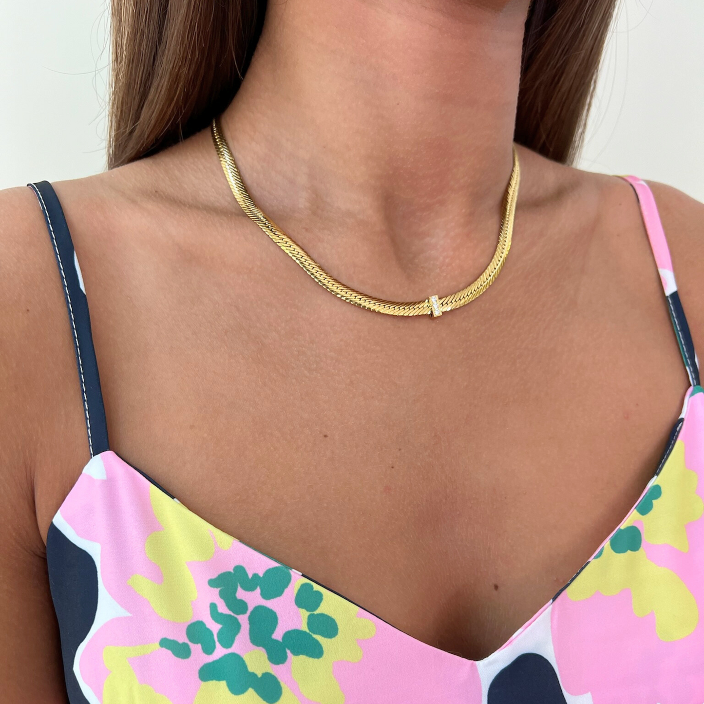 Gold Snake Chain with Cubic Zirconia