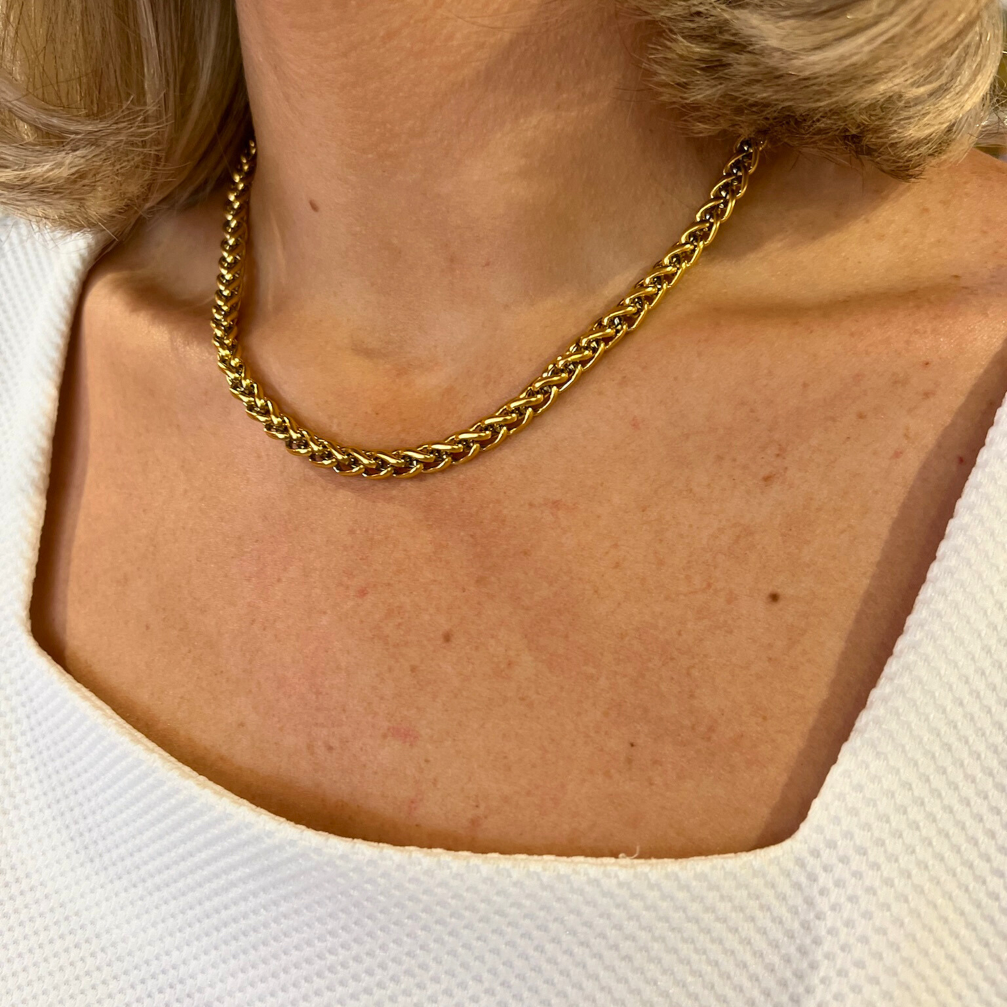 Gold 6mm Gold Wheat Chain 16"