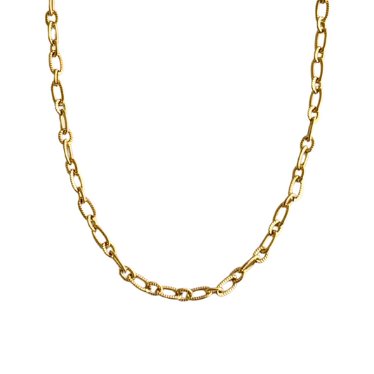 Gold Textured Link Necklace