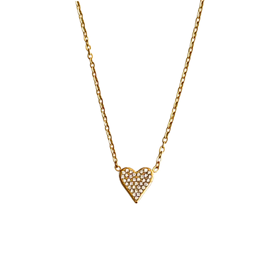 Gold Pavé Heart Necklace