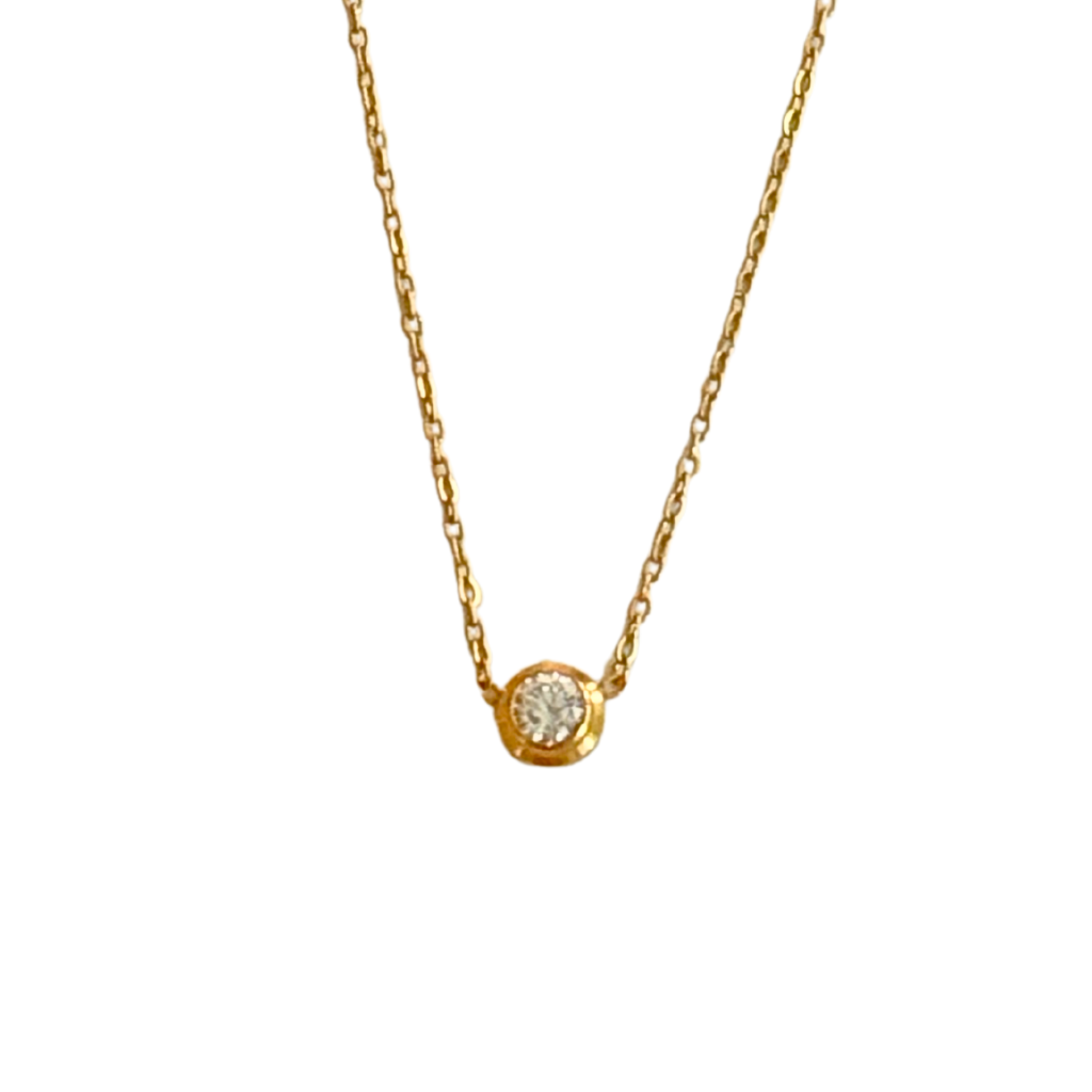 Gold Bezel Set Cubic Zirconia Necklace