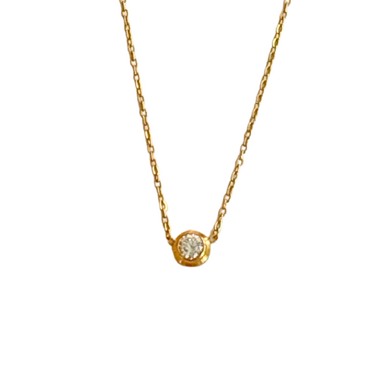 Gold Bezel Set Cubic Zirconia Necklace