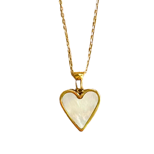 Mother-of-Pearl Gold Heart Necklace