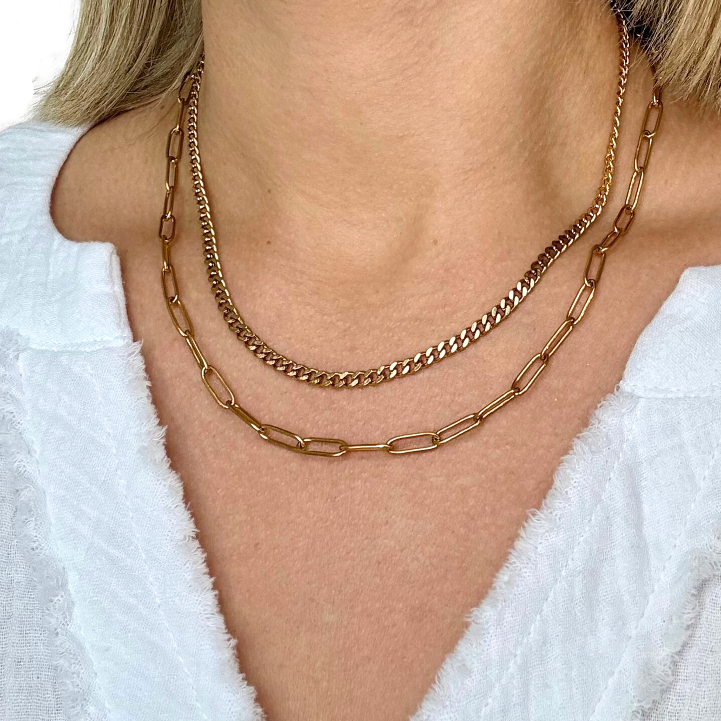 Two-Strand Paperclip Chain Necklace