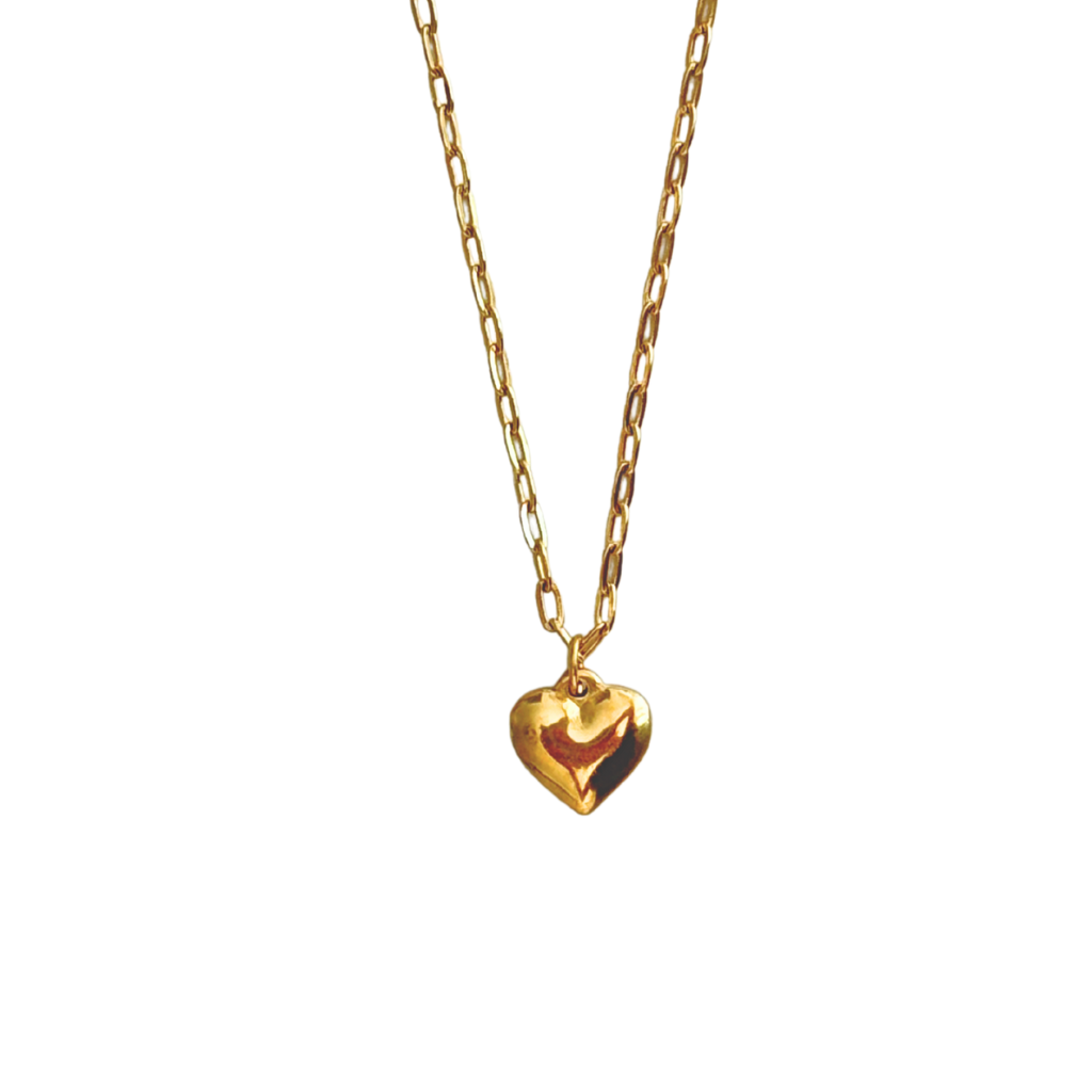 Gold Paperclip chain with heart charm