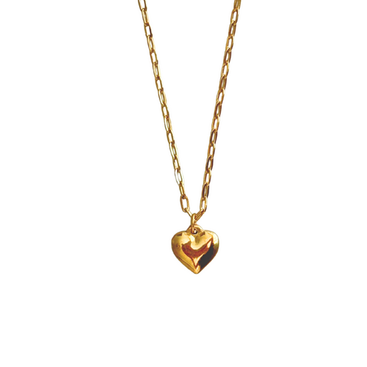 Gold Paperclip chain with heart charm