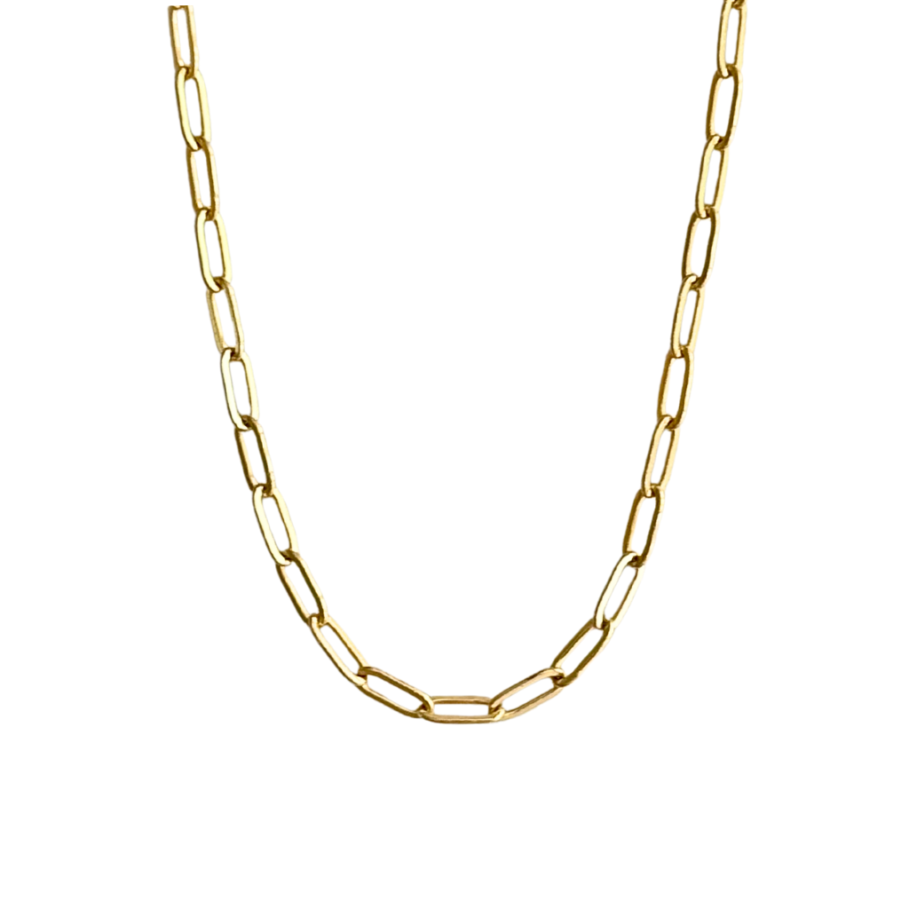 Gold Paperclip Necklace - 21"