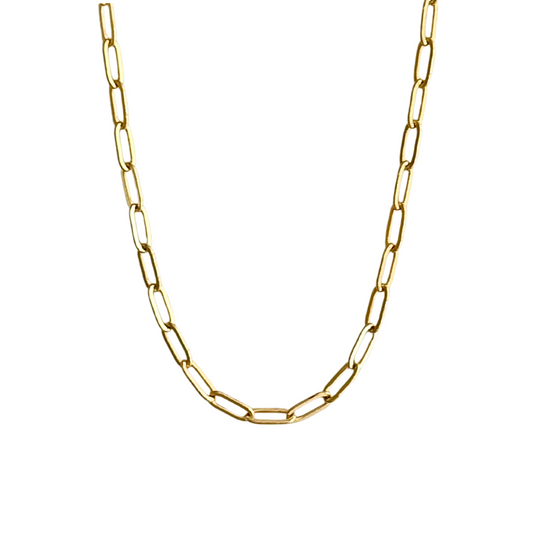 Gold Paperclip Necklace - 21"