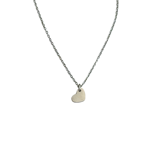 Silver Necklace with single heart charm