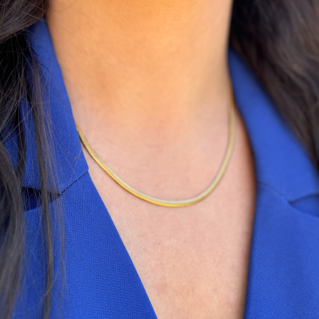 3mm gold herringbone chain- 18"