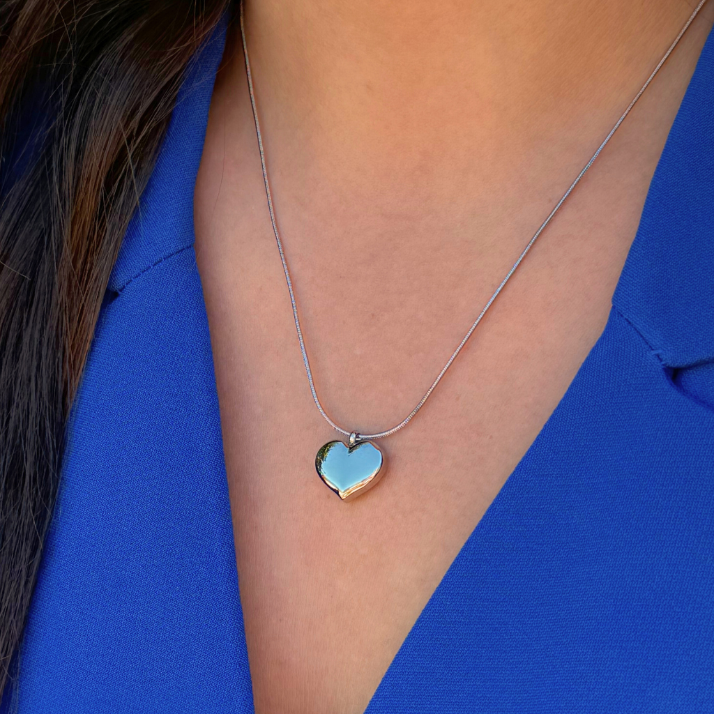 Silver snake chain with small heart charm necklace