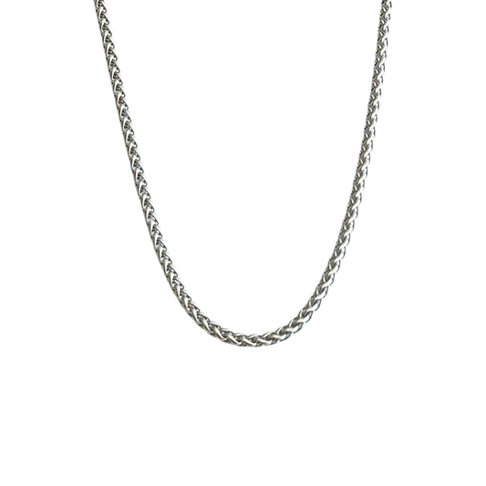 3mm silver basket chain- 24"