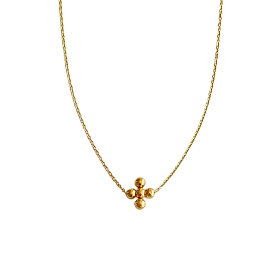Gold Bead Cross Necklace