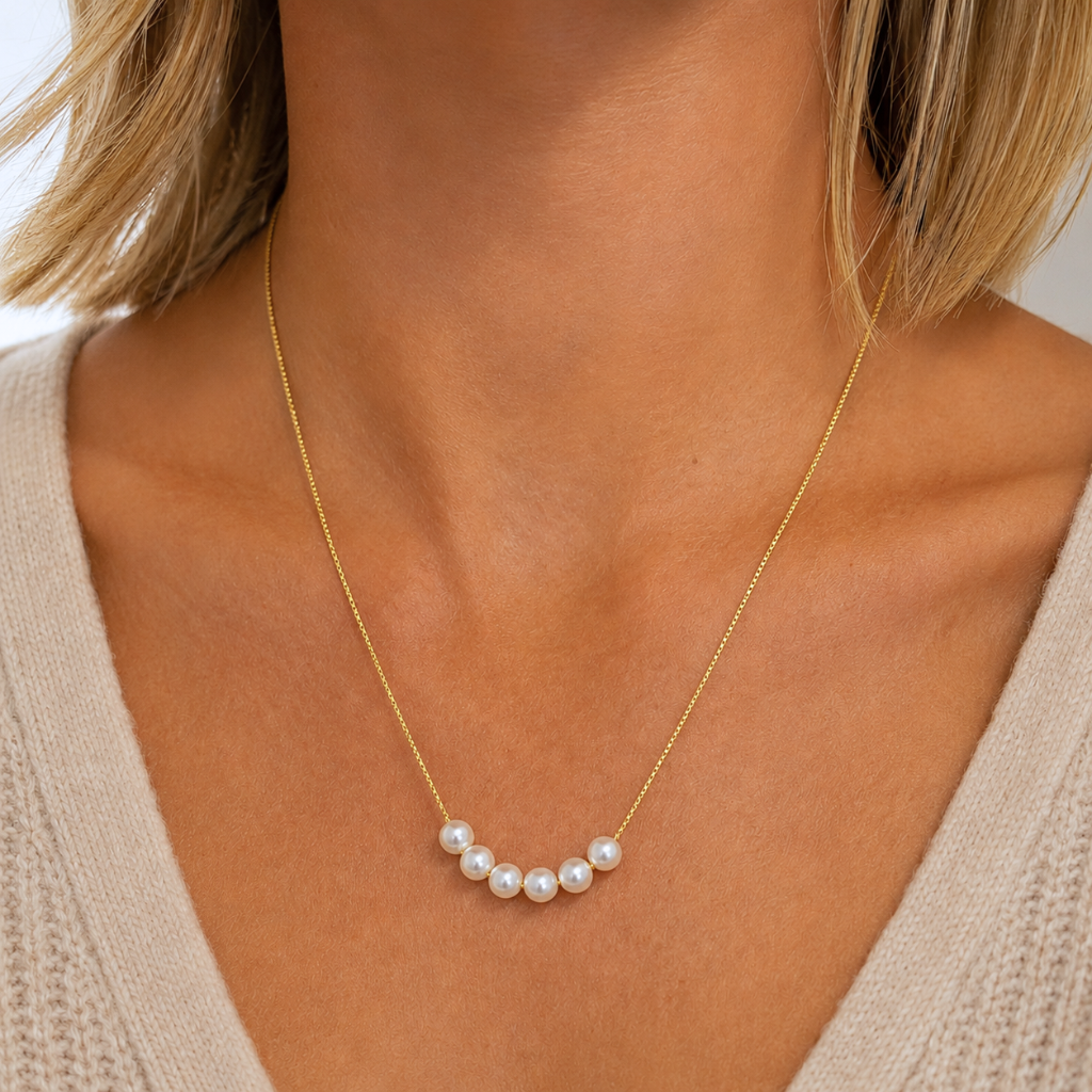 Gold 6-Pearl Necklace
