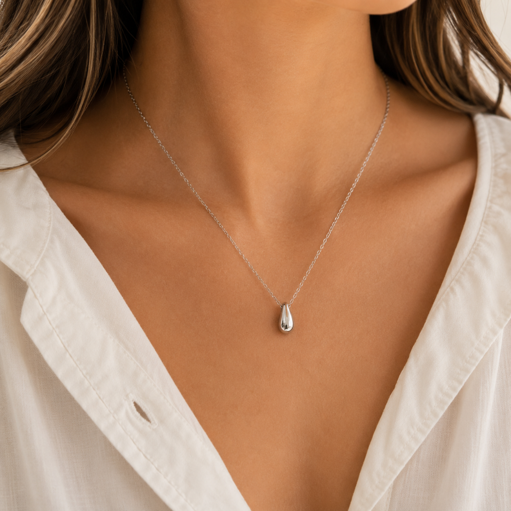 Silver Tear Drop Necklace