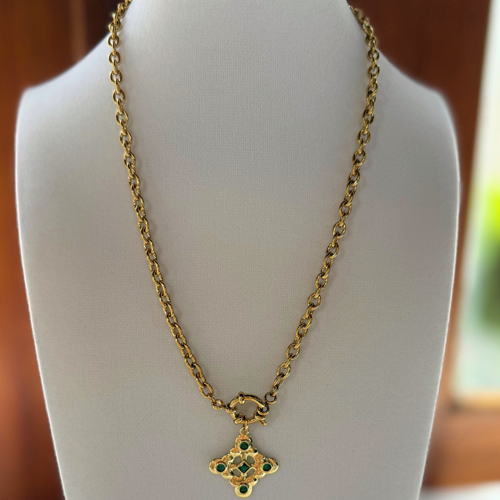 Gold Chain with Medallion Cross Charm