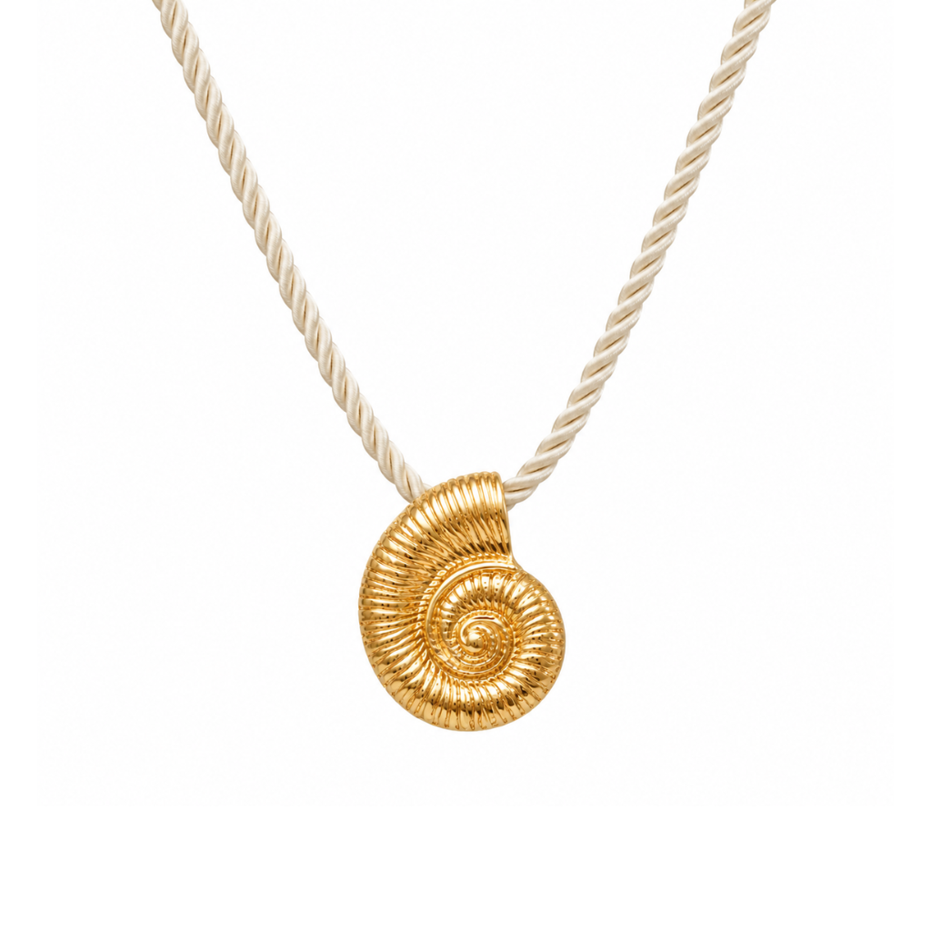 Rope Necklace with Large Gold Shell Charm