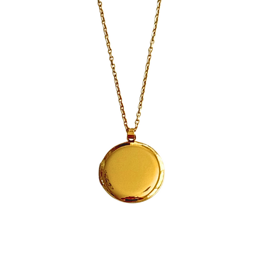 Gold Circle Locket Necklace