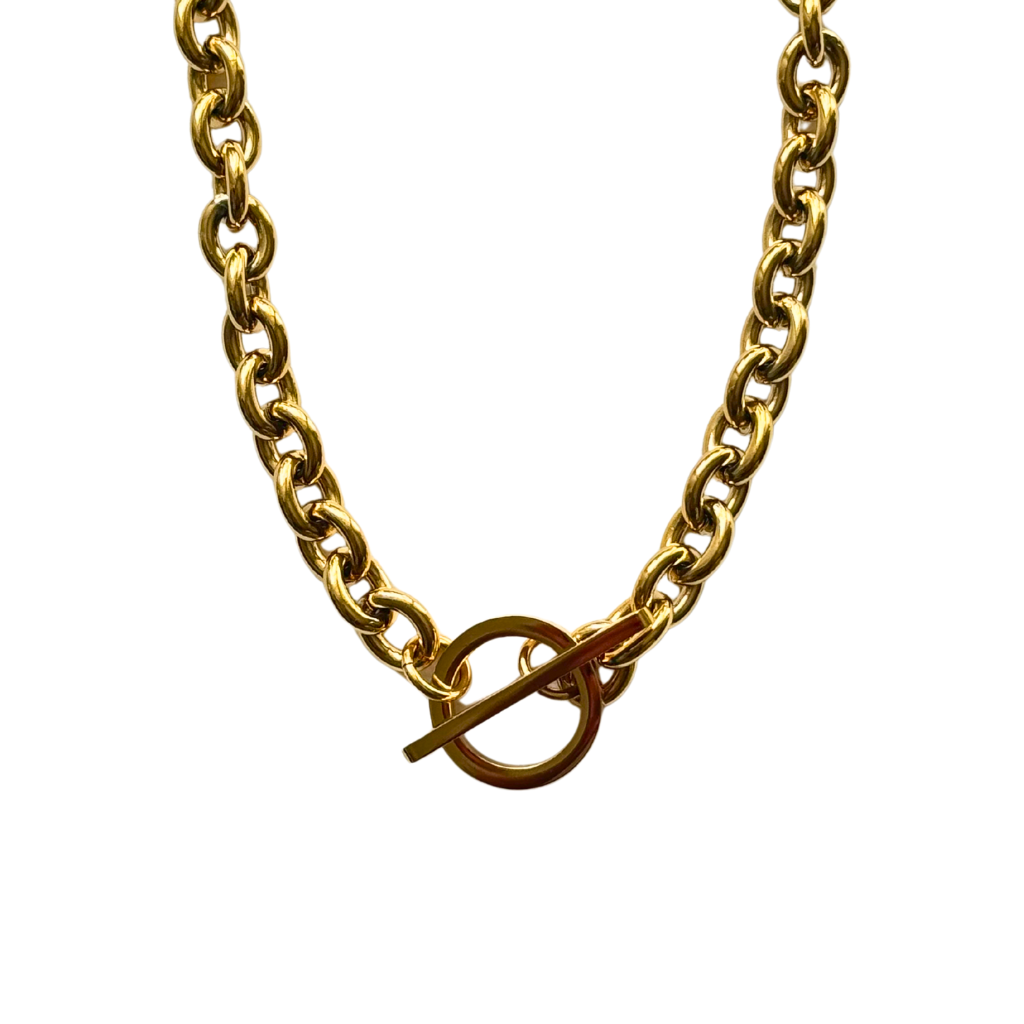 Gold Thick Chain with Circle Toggle Clasp