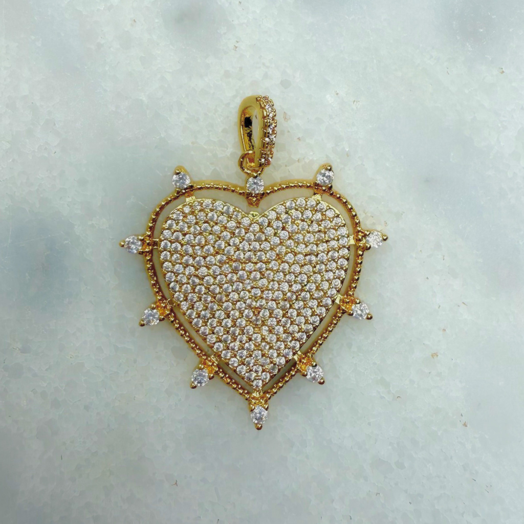 Gold Pavé Heart Charm