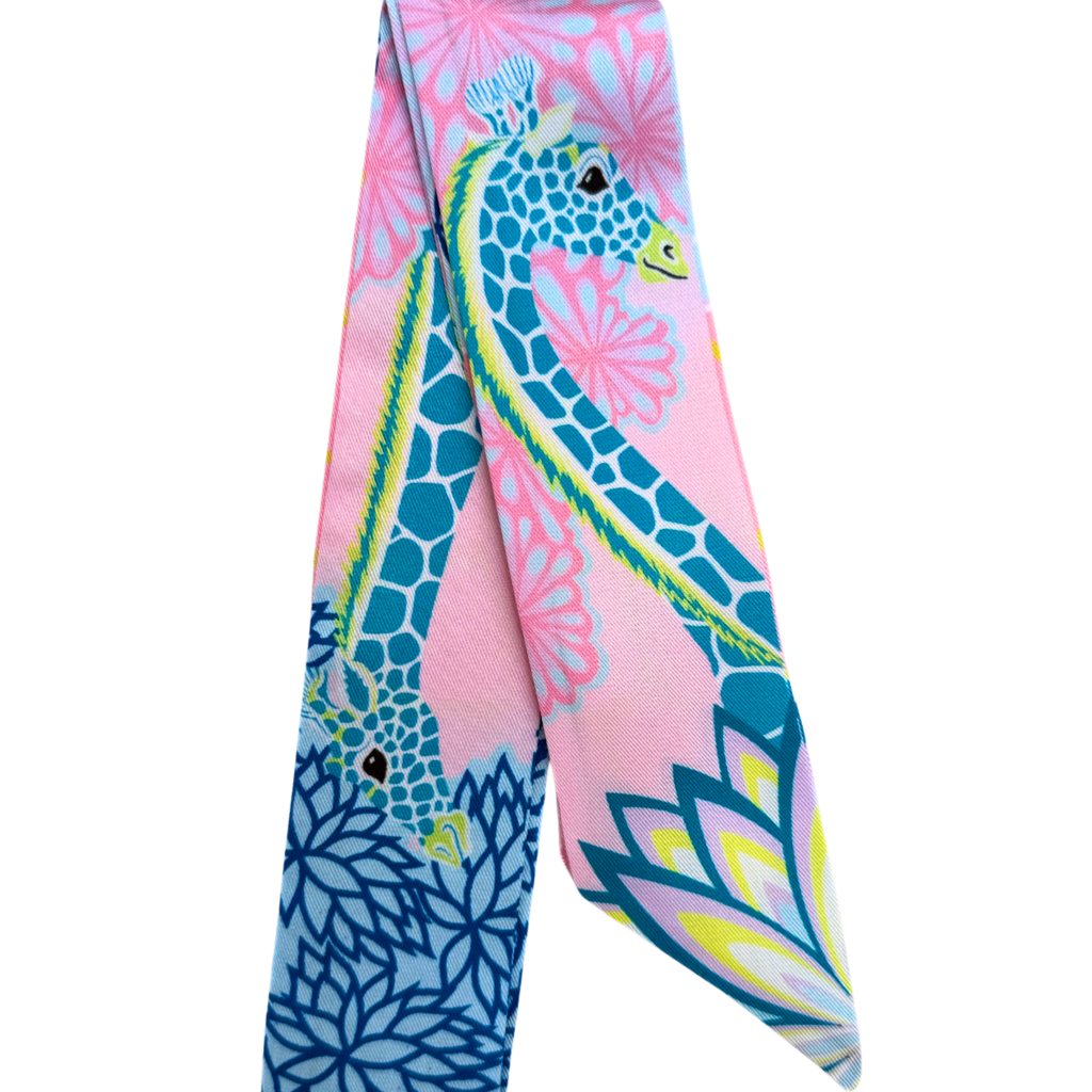 S100- Pink & Blue Giraffe Printed Scarf
