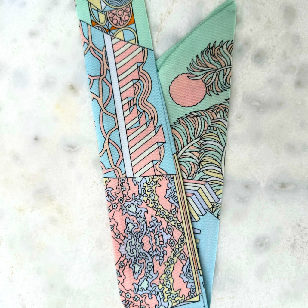 S102- Pastel Mint Printed Scarf