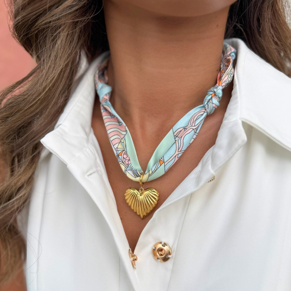 S102 Pastel Mint Printed Scarf Necklace