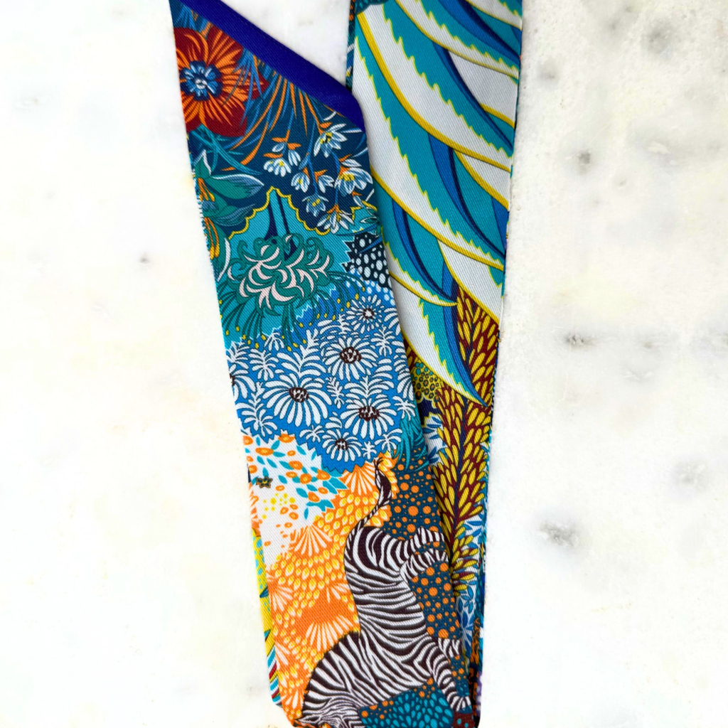 S107- Navy and Teal Zebra Printed Scarf
