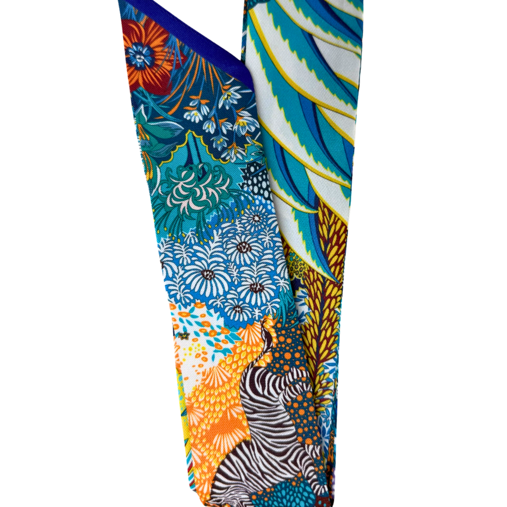 S107- Navy and Teal Zebra Printed Scarf