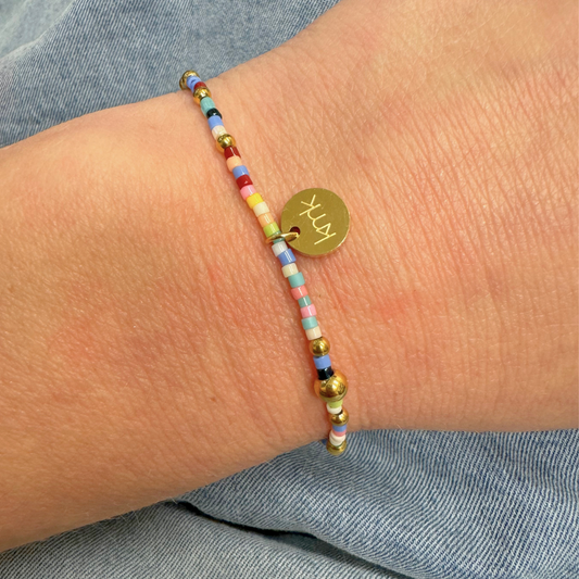 Multicolor & Gold Bead Stretch Bracelet