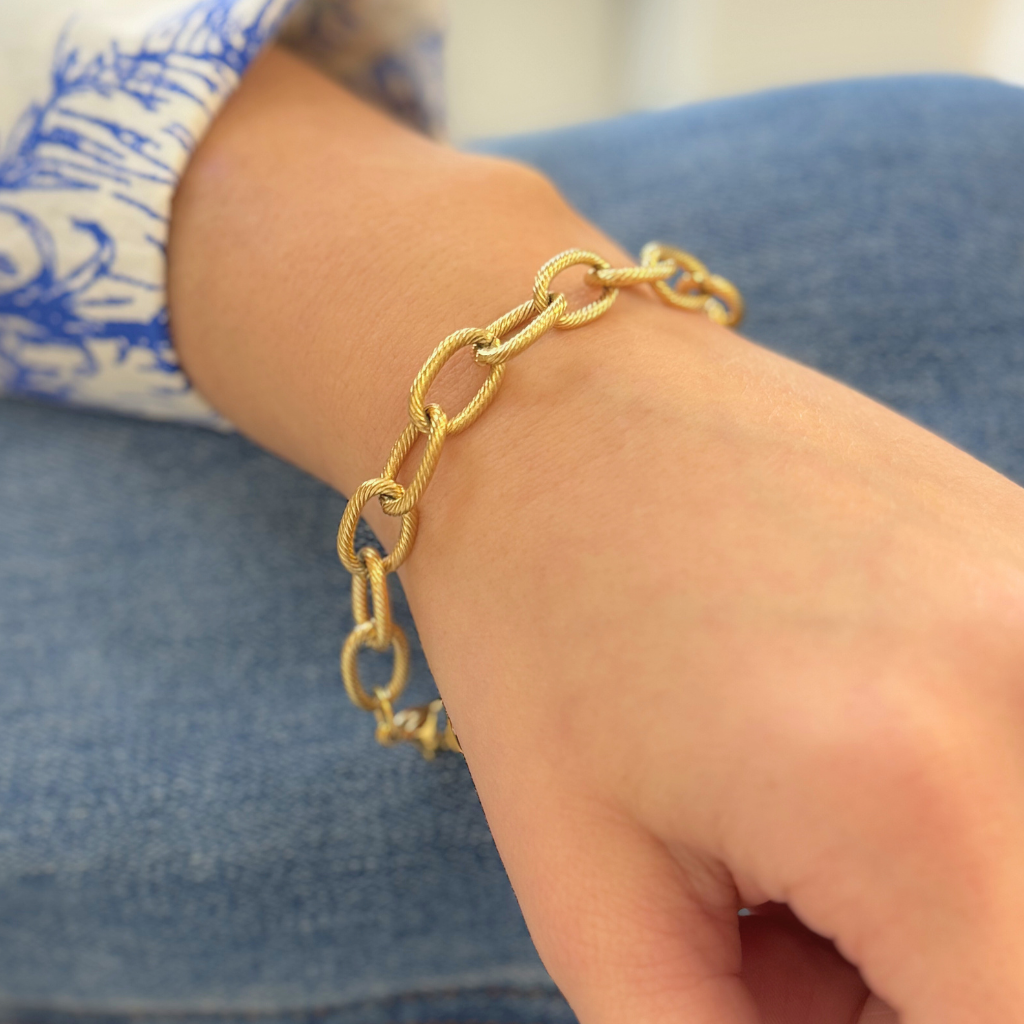 Gold Textured Link Bracelet