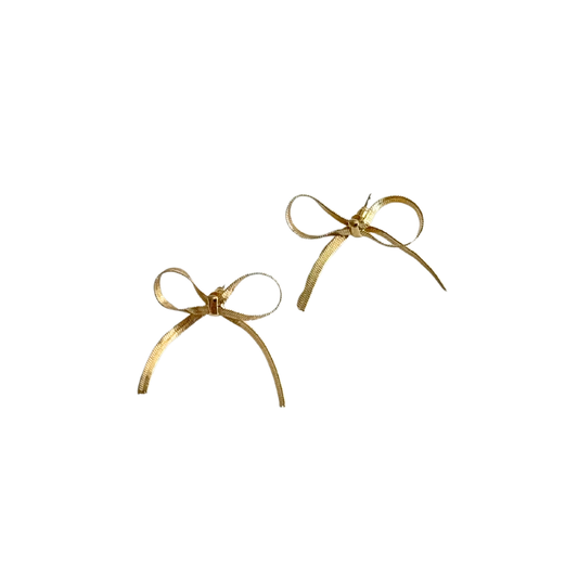 Gold Bow Statement Earring- Short