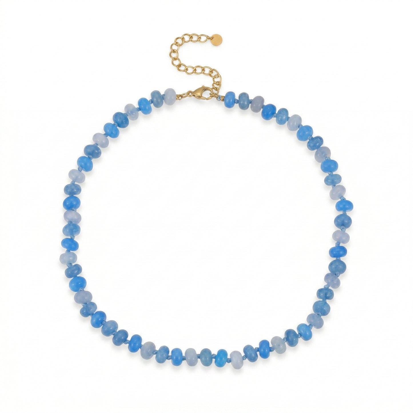 Blue Natural Abacus Glass Bead Necklace