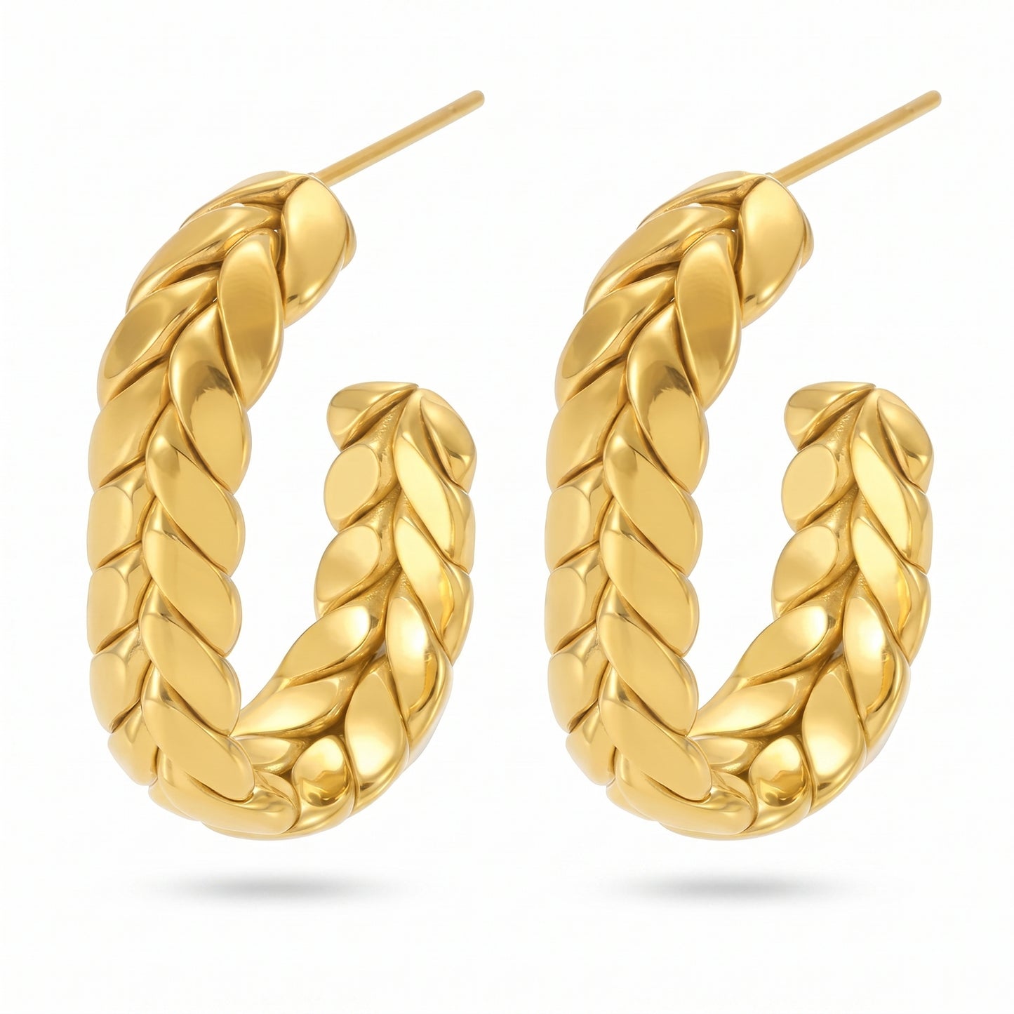 Large Gold Braided U-Shape Hoop