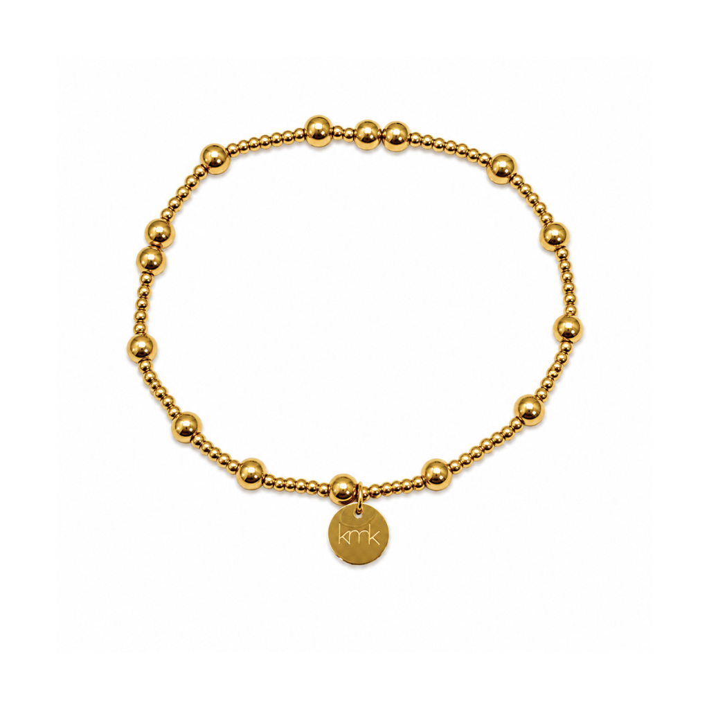 2mm & 4mm Gold Bead Stretch Bracelet