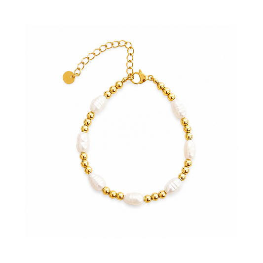 4mm Gold Bead with Pearls Clasp Bracelet