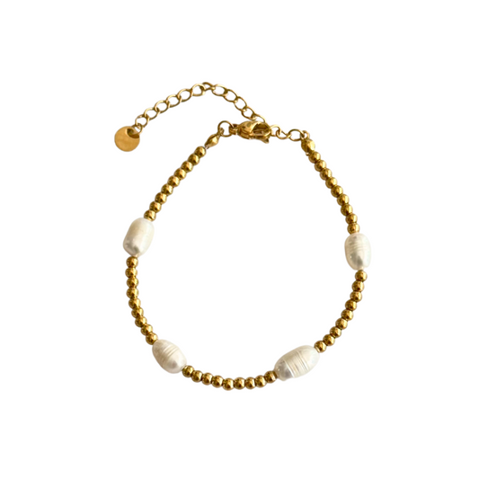 3mm Gold Bead with Pearls Clasp Bracelet