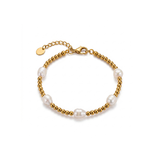 3mm Gold Bead with Pearls Clasp Bracelet
