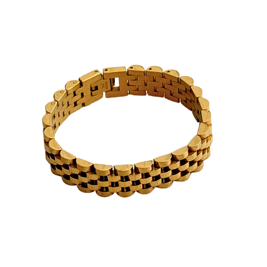 Gold 12mm 7" Watchband Bracelet
