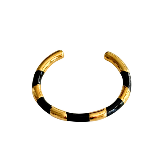 Gold & Black Enamel Cuff