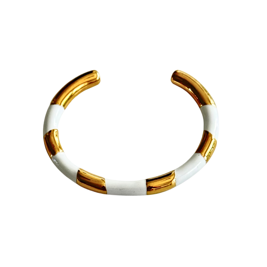 Gold & White Enamel Cuff