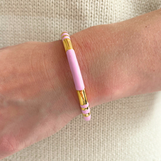 Gold & Pink Enamel Cuff