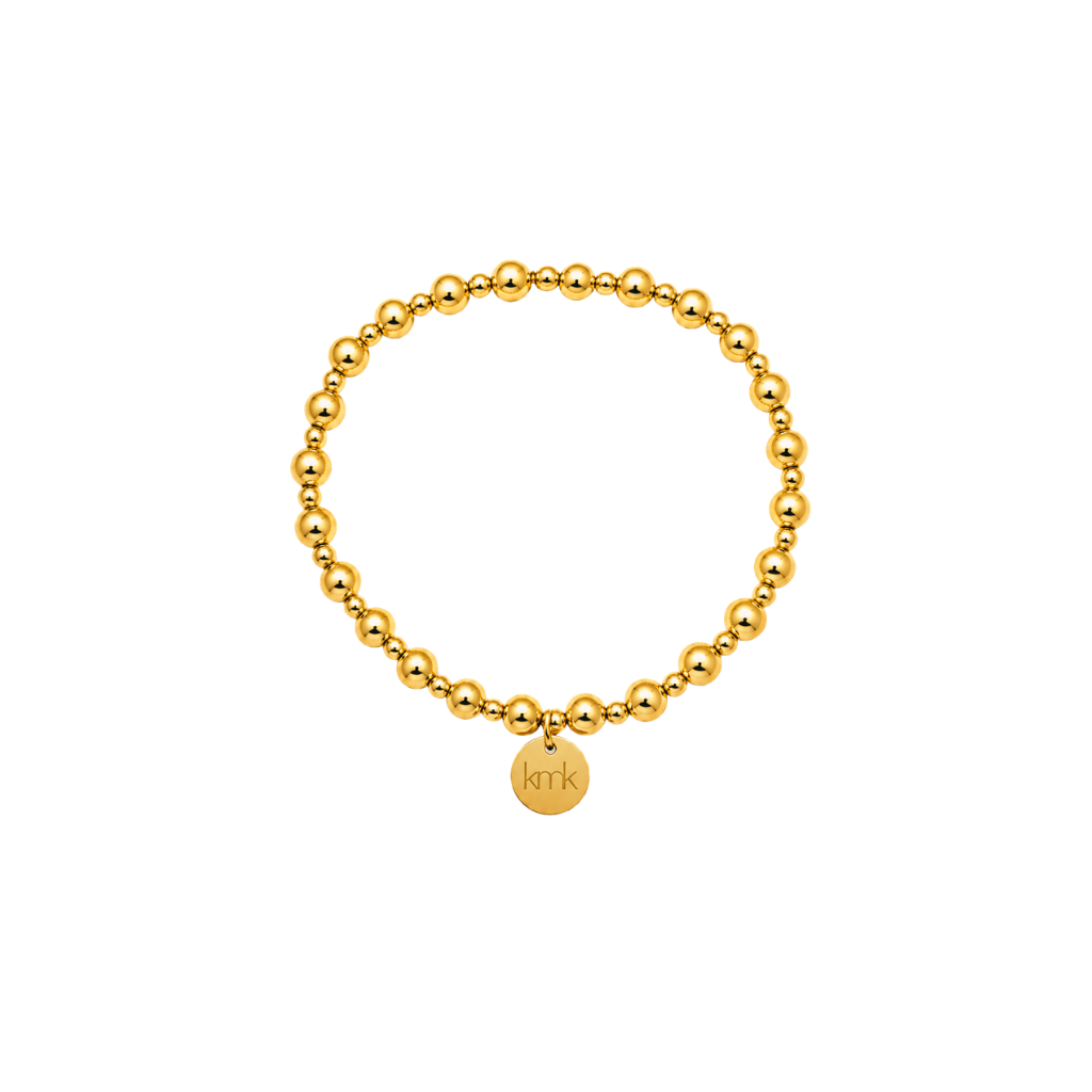 5mm & 3mm gold bead stretch bracelet