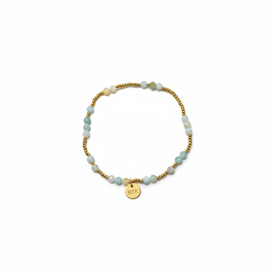 2mm gold bead with 3mm amazonite stones