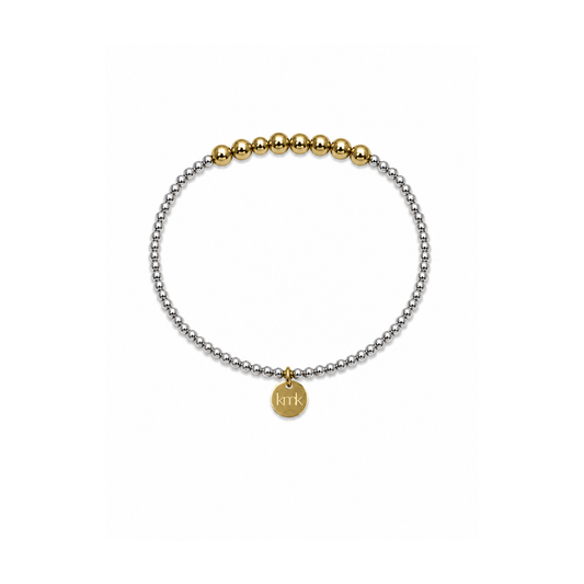 2.5mm silver bead & 5mm gold beaded bar bracelet
