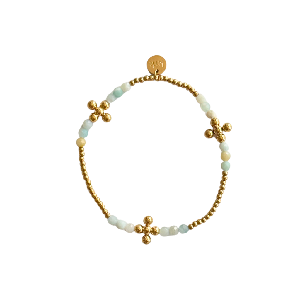 3mm Amazonite and 2.5mm Gold Bead Bracelet