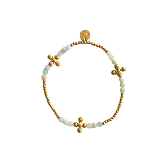 3mm Amazonite and 2.5mm Gold Bead Bracelet