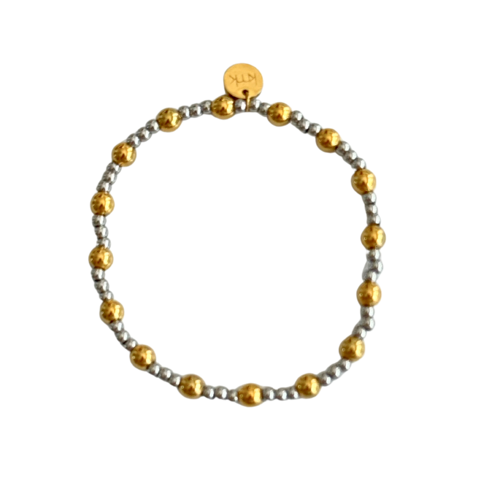 5mm Gold Bead and 3mm Silver Beaded Bracelet