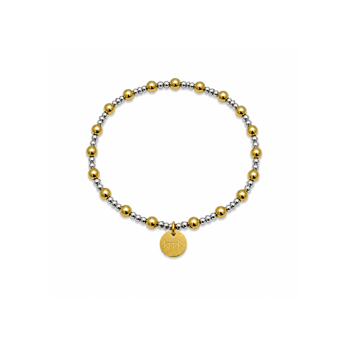 4mm Gold Bead and 2mm Silver Beaded Bracelet