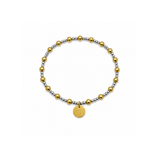 4mm Gold Bead and 2mm Silver Beaded Bracelet